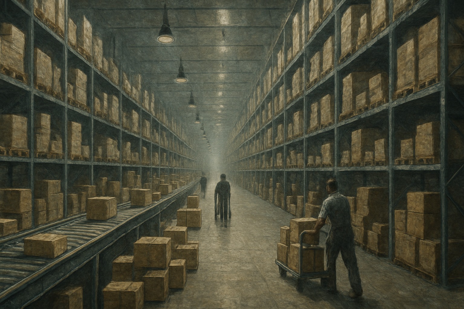 A modern e-commerce fulfillment warehouse, Amazon