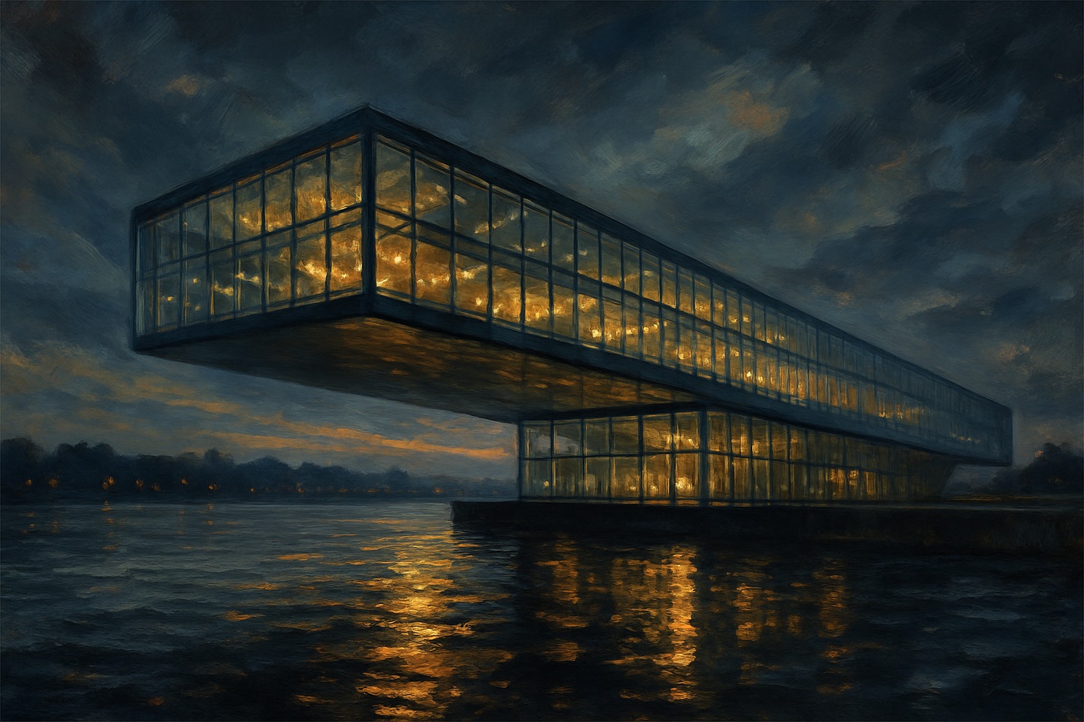 Illustration of the William J. Clinton Presidential Library in Little Rock, Arkansas