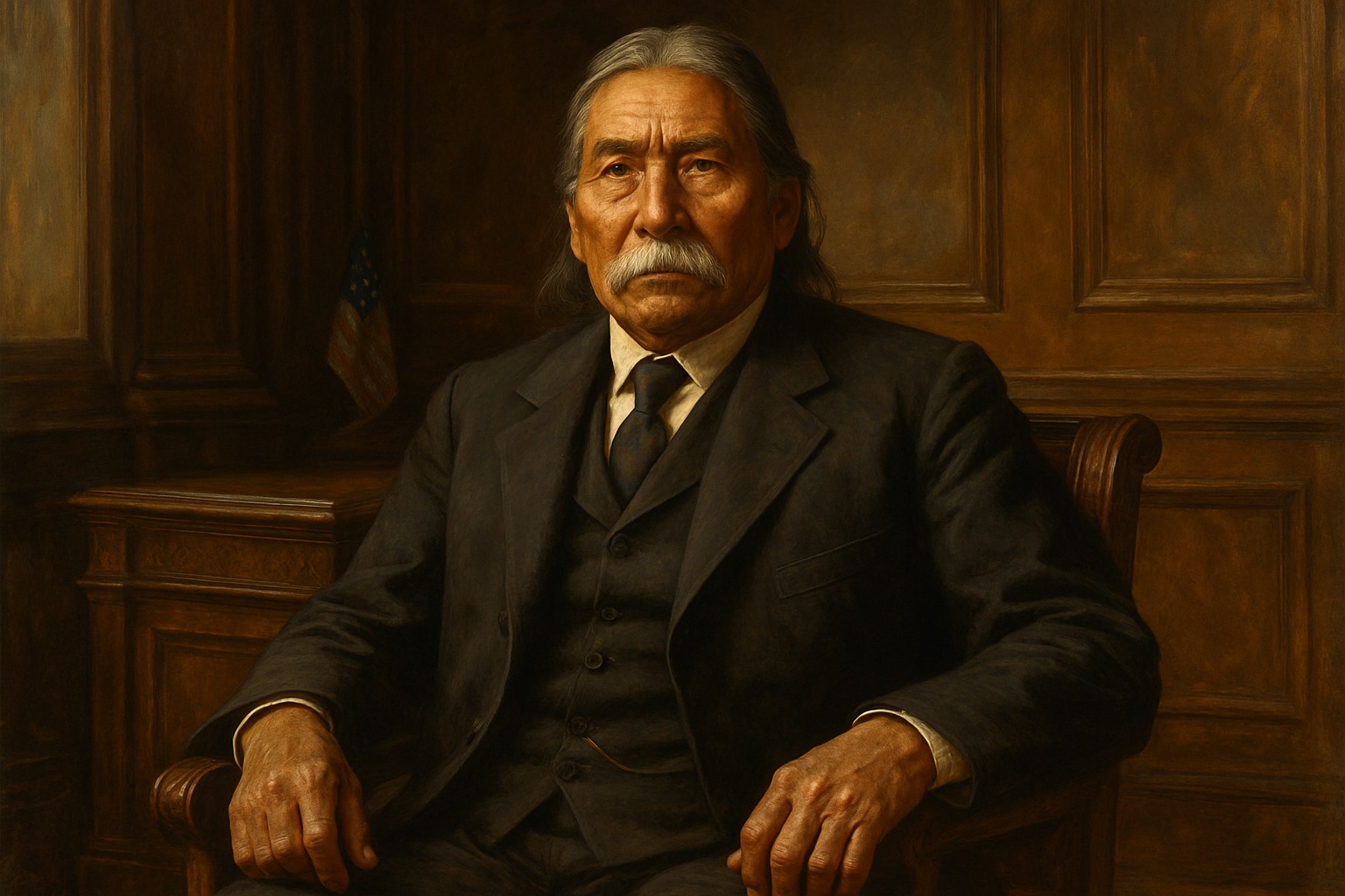 Portrait illustration of Charles Curtis, U.S. vice president and member of the Kaw Nation
