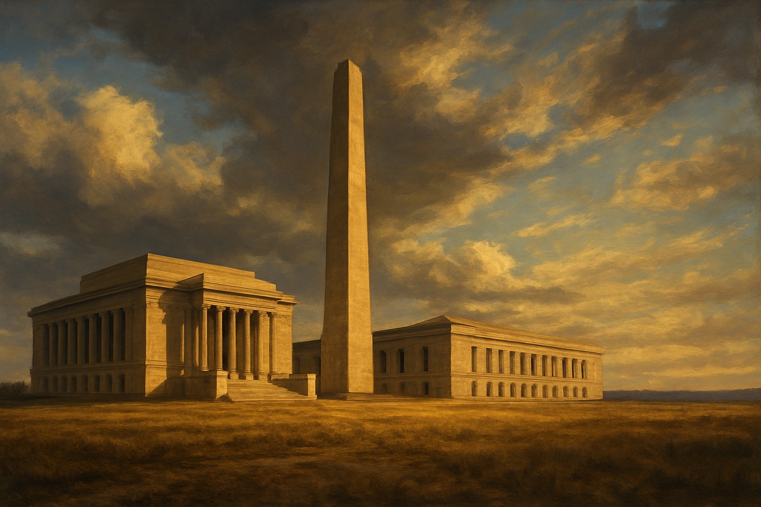 Illustration of the Dwight D. Eisenhower Presidential Library in Abilene, Kansas