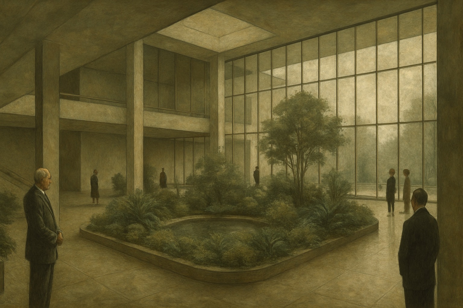 The headquarters atrium of a great American philanthropic foundation