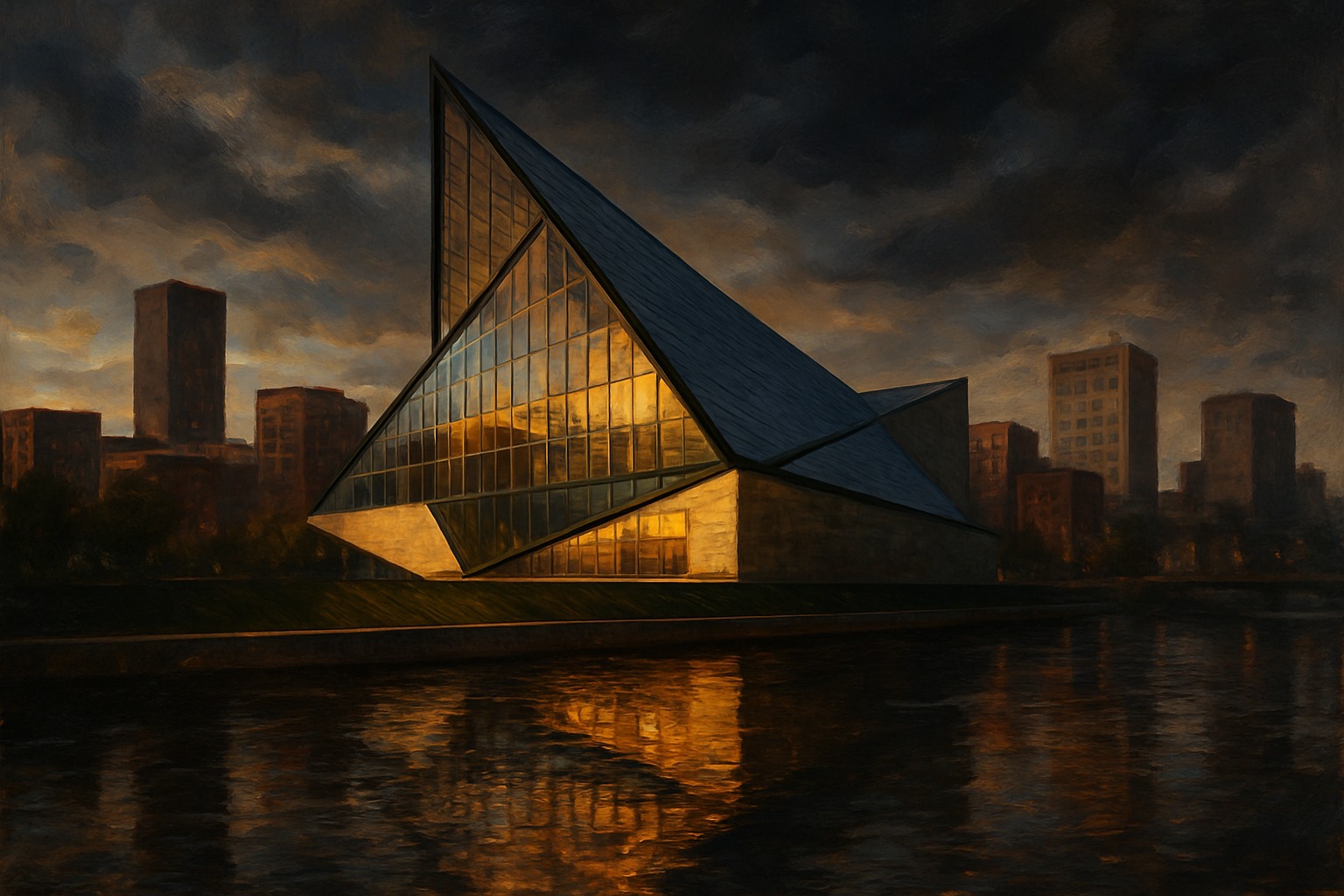 Illustration of the Gerald R. Ford Presidential Museum in Grand Rapids, Michigan