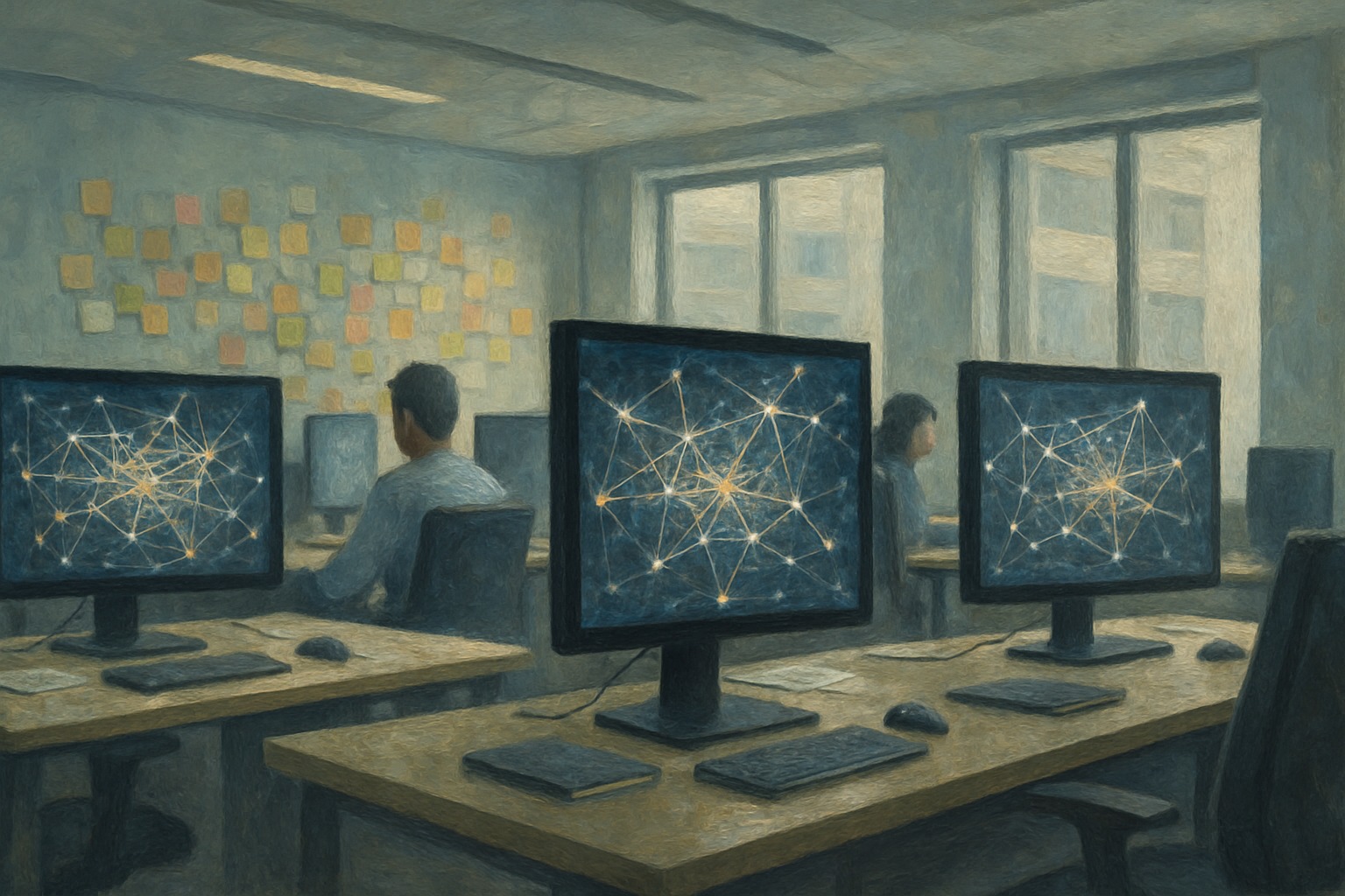 A modern technology office representing the internet search era, Google