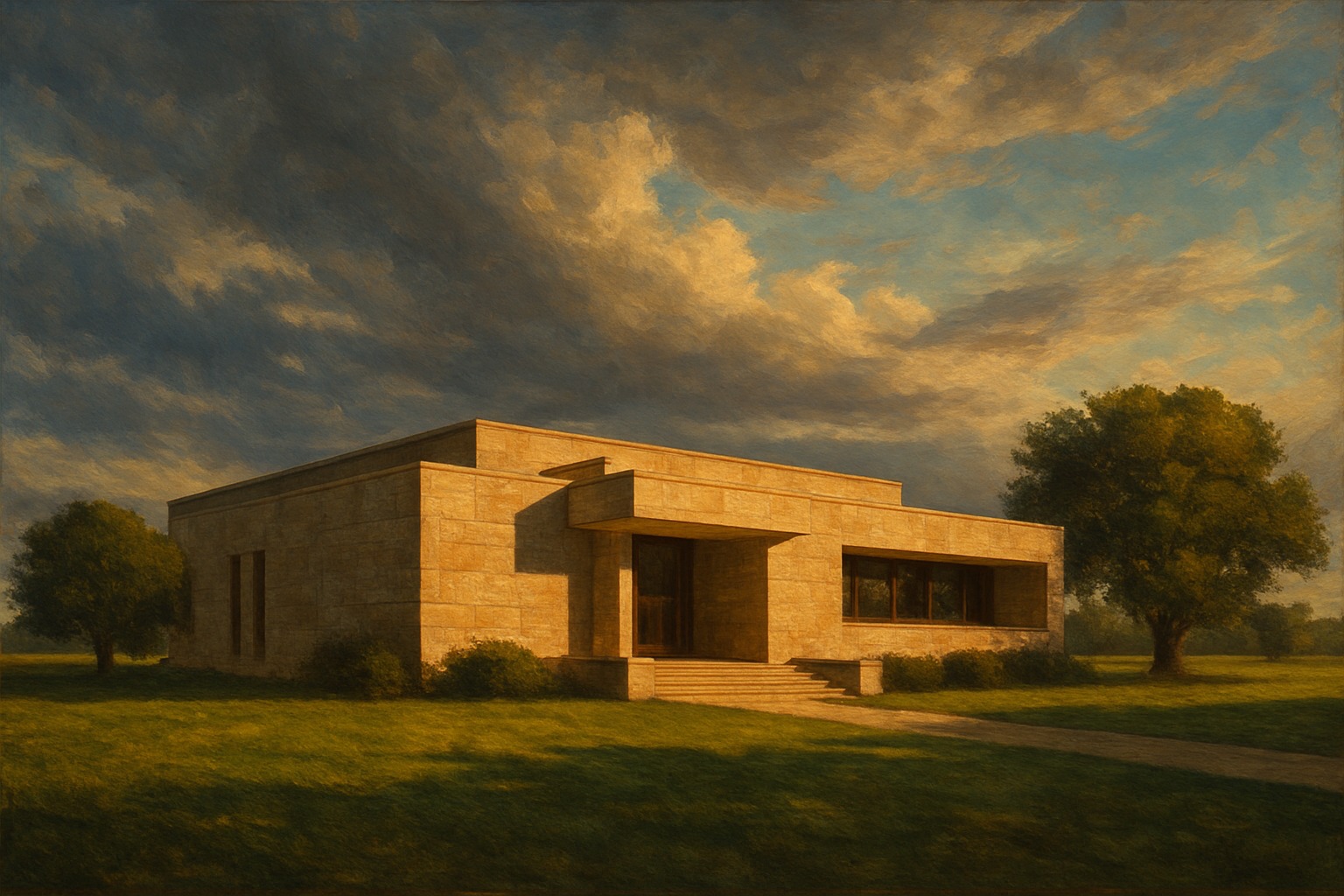 Illustration of the Herbert Hoover Presidential Library in West Branch, Iowa