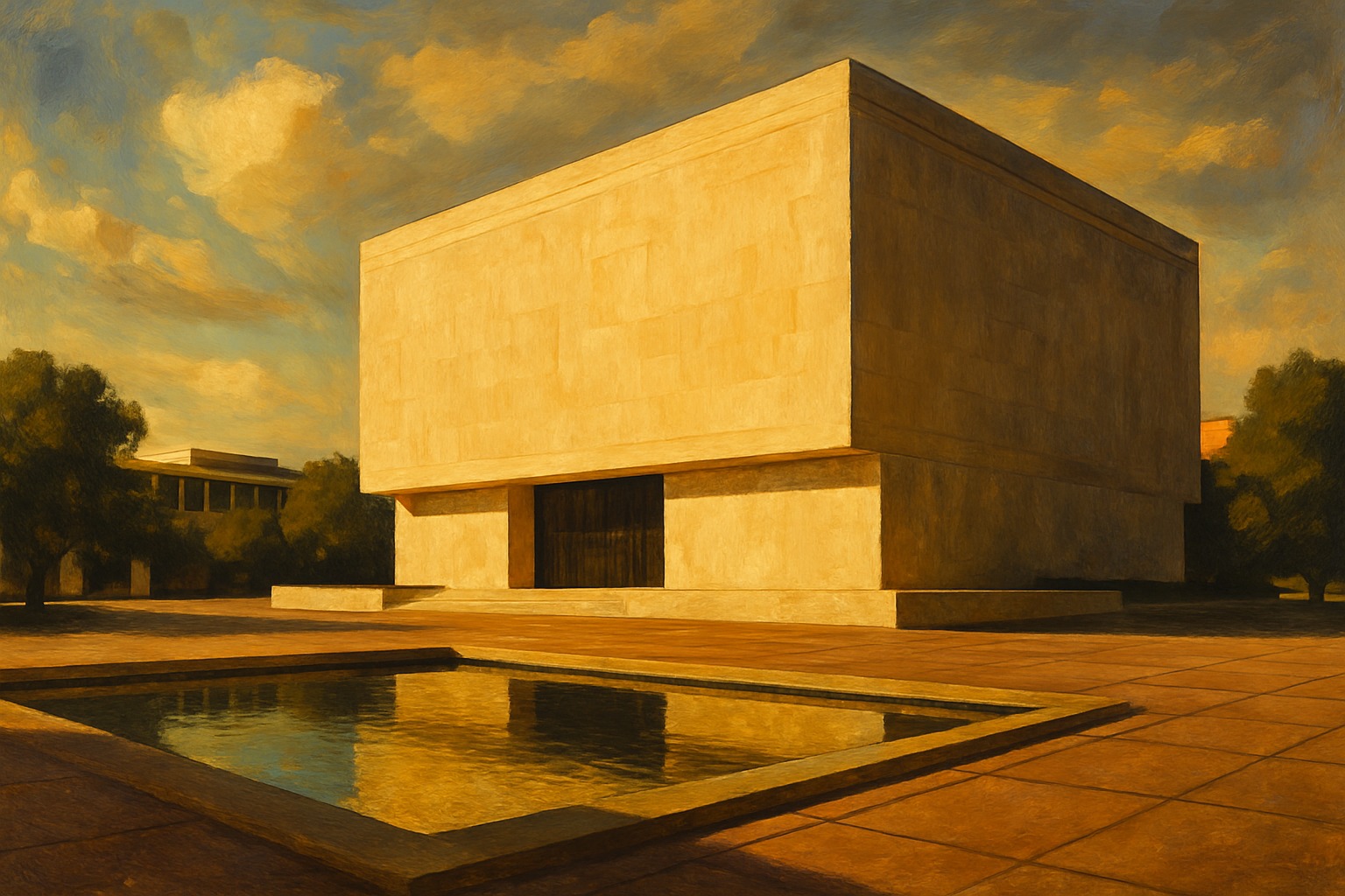 Illustration of the Lyndon B. Johnson Presidential Library in Austin, Texas