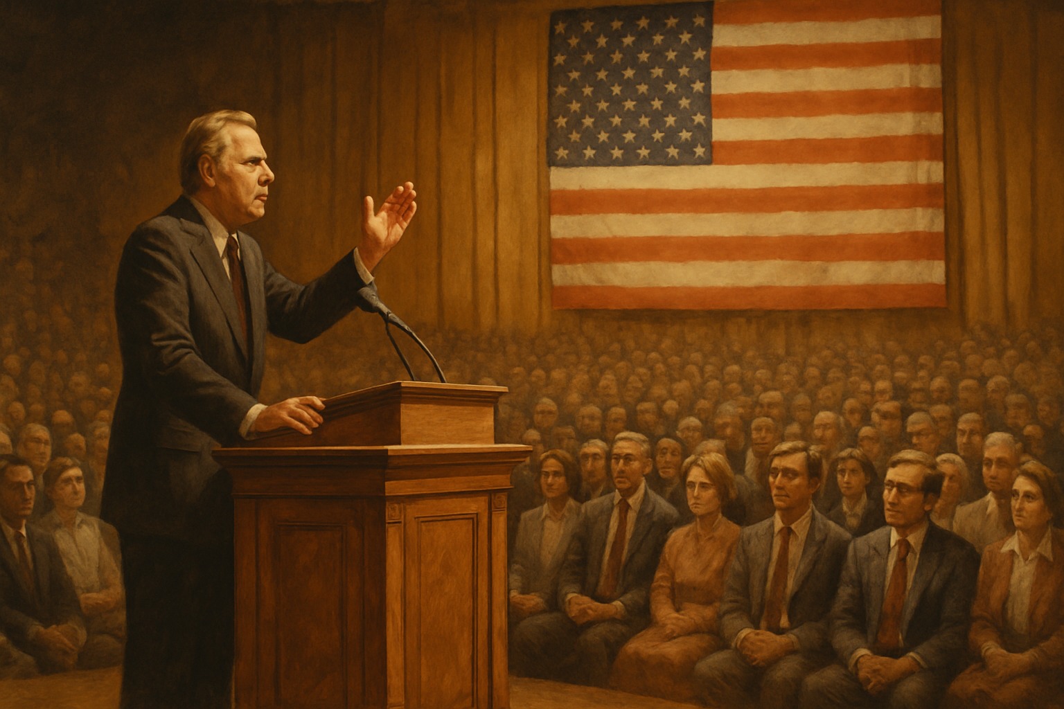 A 1980s evangelical political gathering representing the Moral Majority