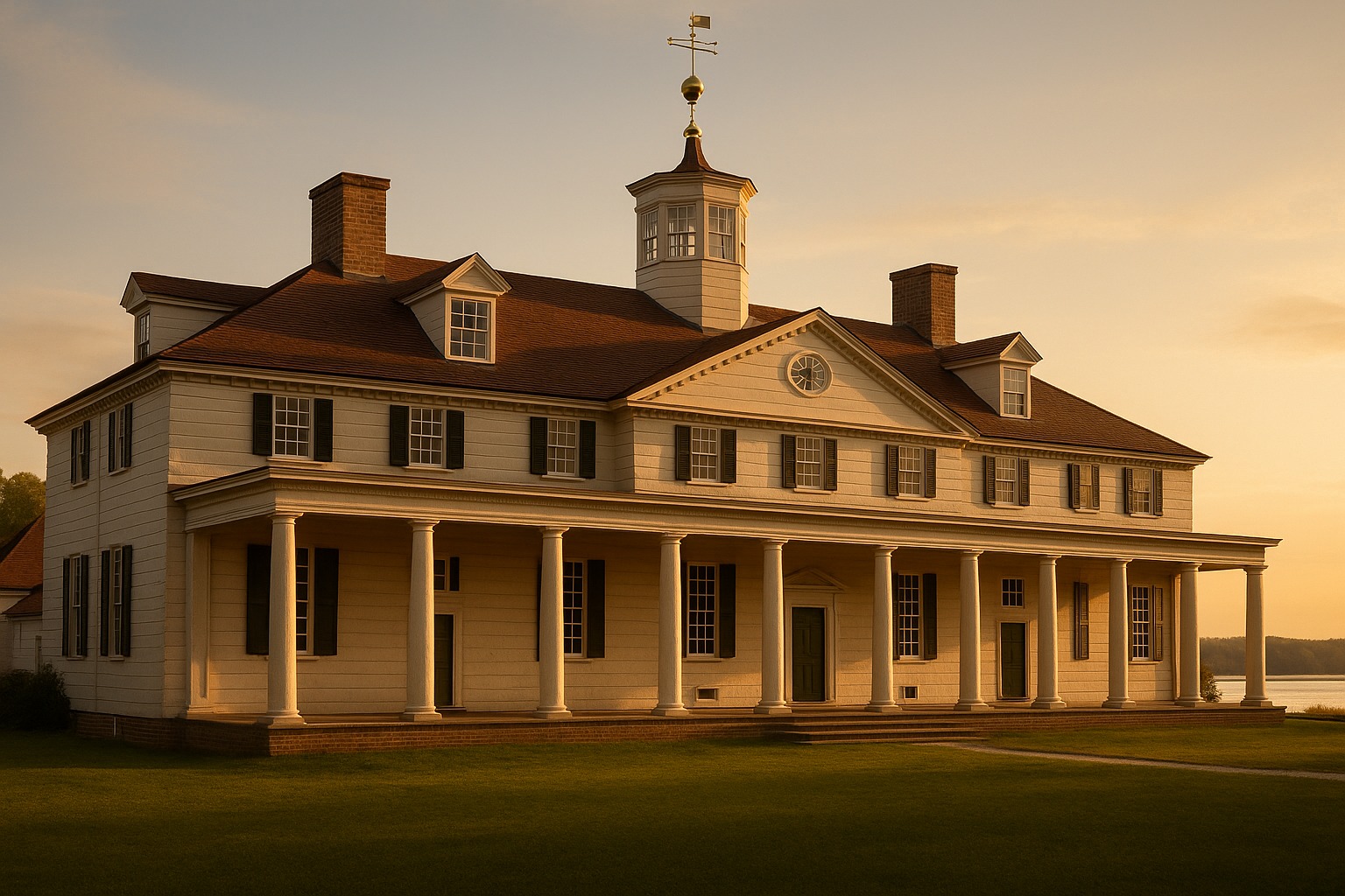 Illustration of Mount Vernon, George Washington's plantation home in Virginia
