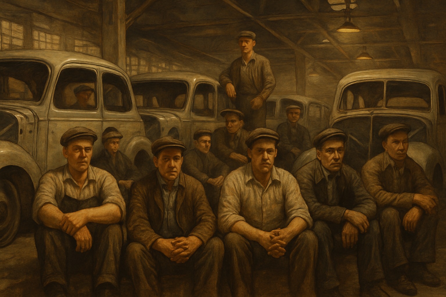 United Auto Workers occupying an auto plant during the 1936–37 Flint sit-down strike