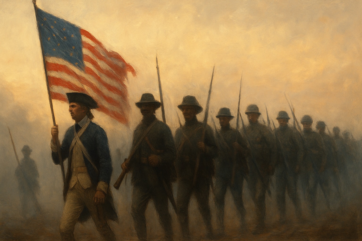 United States Army soldiers across the eras, from the Revolution to today