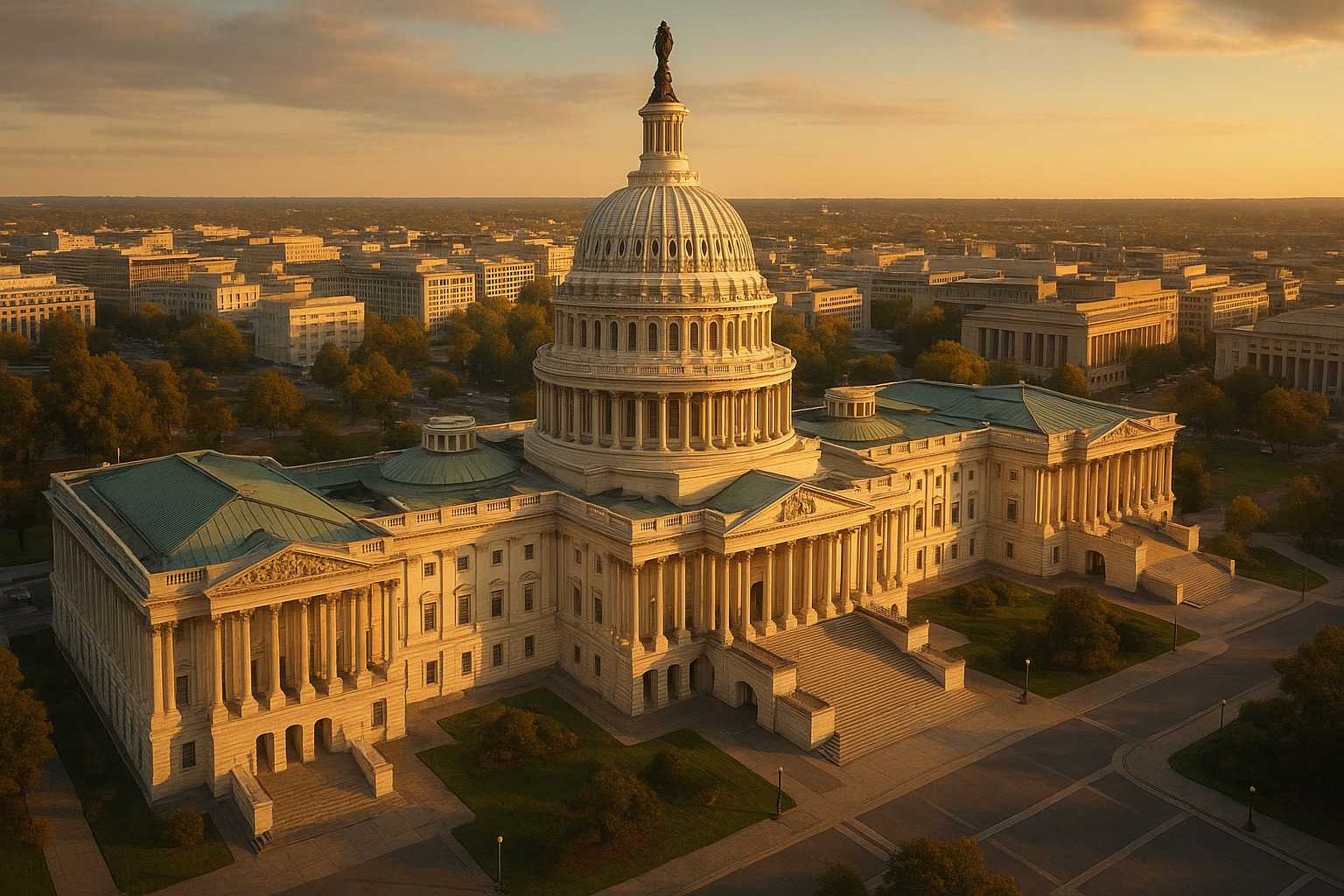 Illustration of the U.S. Capitol, seat of Congress in Washington, D.C.