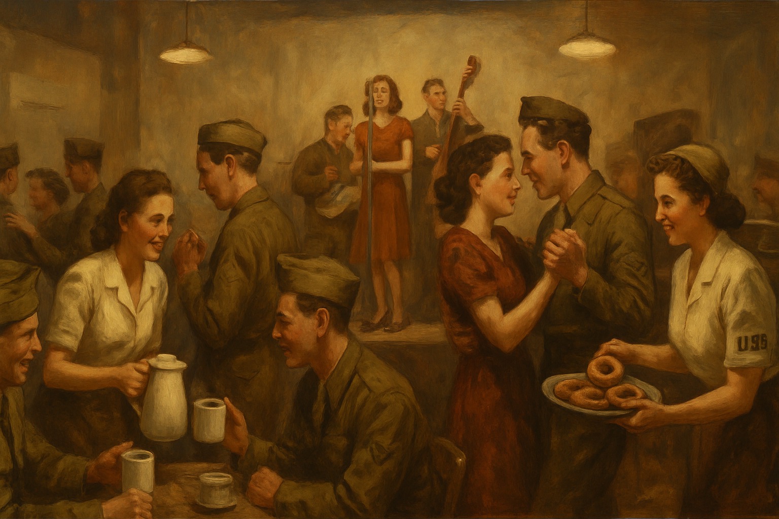 A 1940s USO canteen serving servicemembers