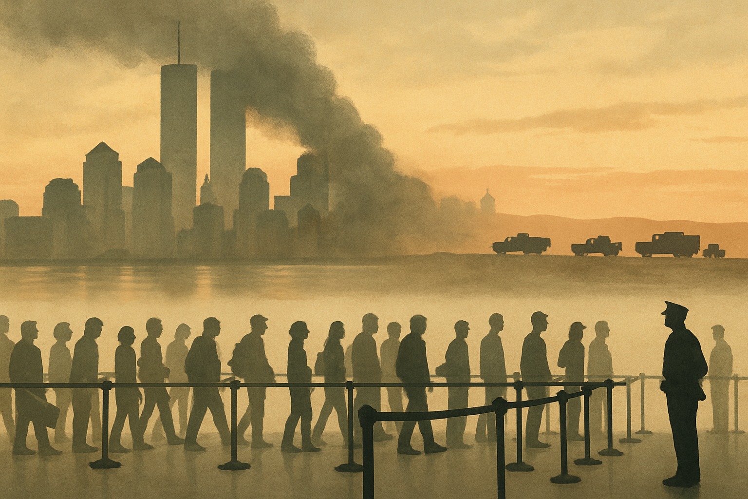 Composite illustration of the post-9/11 War on Terror era